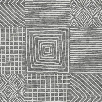 10' X 14' Charcoal And Ivory Geometric Washable Indoor Outdoor Area Rug