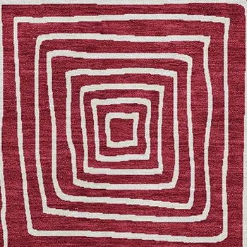8' X 10' Red And Ivory Geometric Washable Indoor Outdoor Area Rug