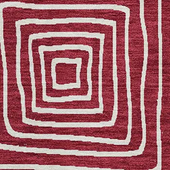 8' X 10' Red And Ivory Geometric Washable Indoor Outdoor Area Rug