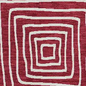 9' X 12' Red And Ivory Geometric Washable Indoor Outdoor Area Rug