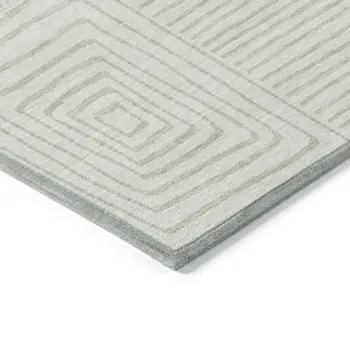 5' X 8' Ivory And Beige Geometric Washable Indoor Outdoor Area Rug