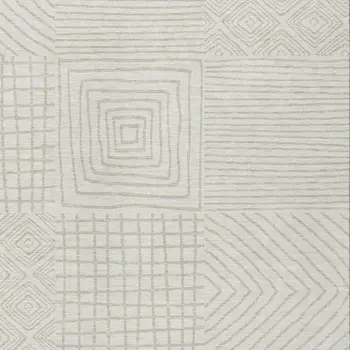 5' X 8' Ivory And Beige Geometric Washable Indoor Outdoor Area Rug