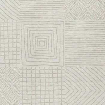 8' X 10' Ivory And Beige Geometric Washable Indoor Outdoor Area Rug
