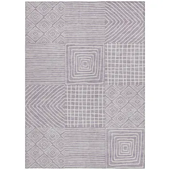3' X 5' Lavender And Ivory Geometric Washable Indoor Outdoor Area Rug