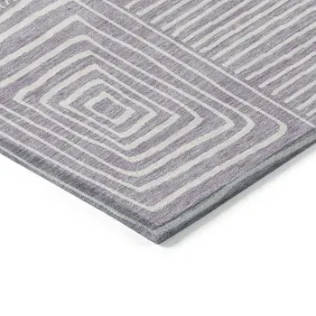 8' X 10' Lavender And Ivory Geometric Washable Indoor Outdoor Area Rug