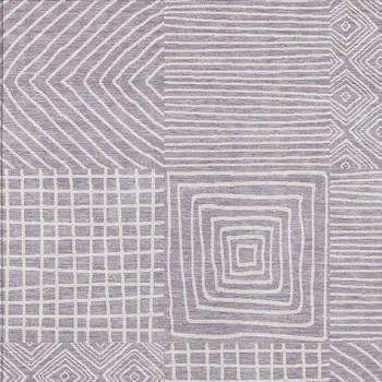 9' X 12' Lavender And Ivory Geometric Washable Indoor Outdoor Area Rug