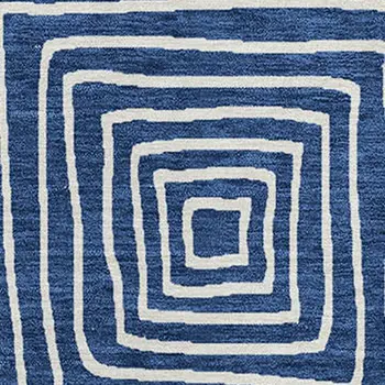 3' X 5' Navy Blue And Ivory Geometric Washable Indoor Outdoor Area Rug