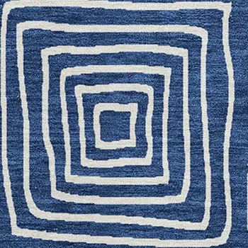 10' X 14' Navy Blue And Ivory Geometric Washable Indoor Outdoor Area Rug