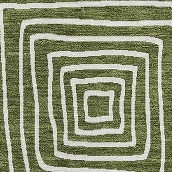 3' X 5' Olive Green And Ivory Geometric Washable Indoor Outdoor Area Rug