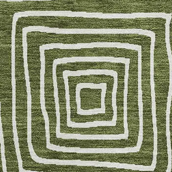 8' X 10' Olive Green And Ivory Geometric Washable Indoor Outdoor Area Rug