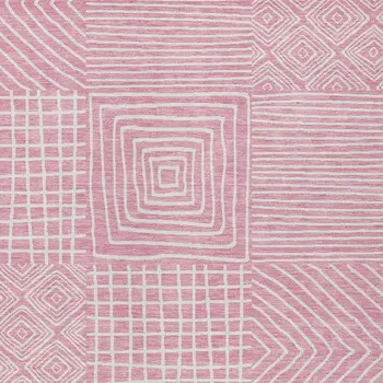 8' X 10' Pink And Ivory Geometric Washable Indoor Outdoor Area Rug
