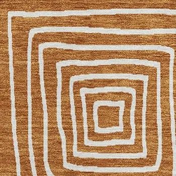 3' X 5' Copper And Ivory Geometric Washable Indoor Outdoor Area Rug