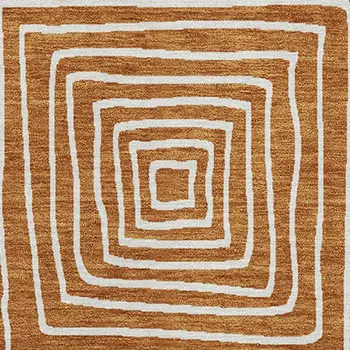 10' X 14' Copper And Ivory Geometric Washable Indoor Outdoor Area Rug