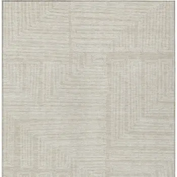 5' X 8' Beige And Ivory Geometric Washable Indoor Outdoor Area Rug