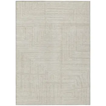 5' X 8' Beige And Ivory Geometric Washable Indoor Outdoor Area Rug