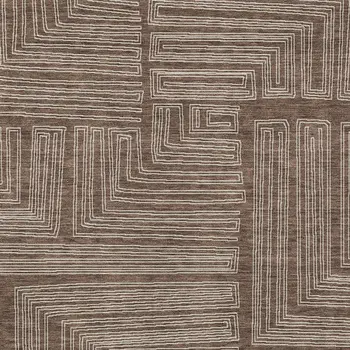 5' X 8' Brown And Ivory Geometric Washable Indoor Outdoor Area Rug
