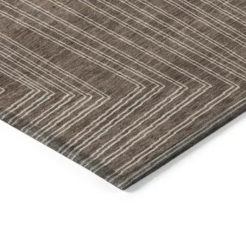 10' X 14' Brown And Ivory Geometric Washable Indoor Outdoor Area Rug