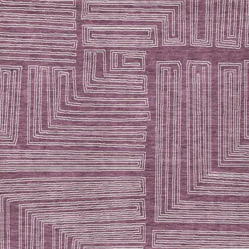 3' X 5' Eggplant And Ivory Geometric Washable Indoor Outdoor Area Rug