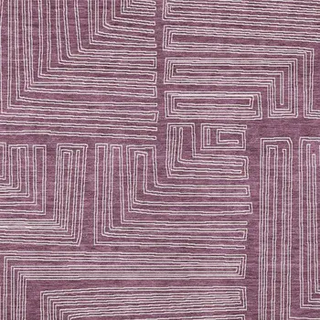 5' X 8' Eggplant And Ivory Geometric Washable Indoor Outdoor Area Rug