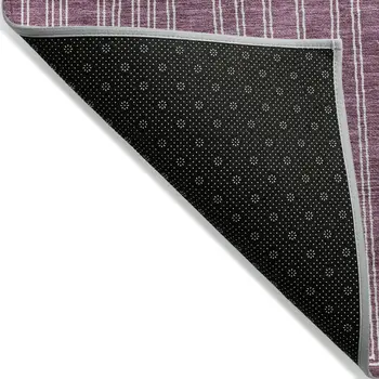 8' X 10' Eggplant And Ivory Geometric Washable Indoor Outdoor Area Rug