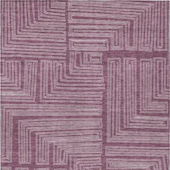 9' X 12' Eggplant And Ivory Geometric Washable Indoor Outdoor Area Rug