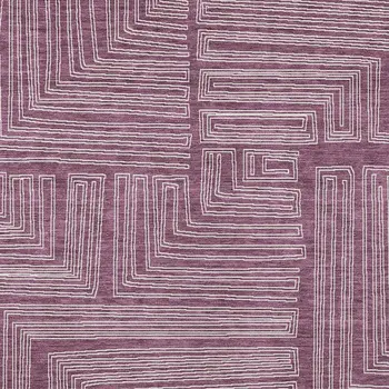 9' X 12' Eggplant And Ivory Geometric Washable Indoor Outdoor Area Rug