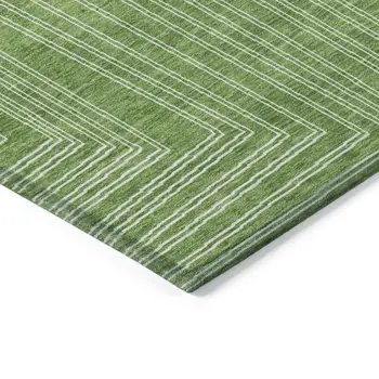 8' X 10' Green And Ivory Geometric Washable Indoor Outdoor Area Rug