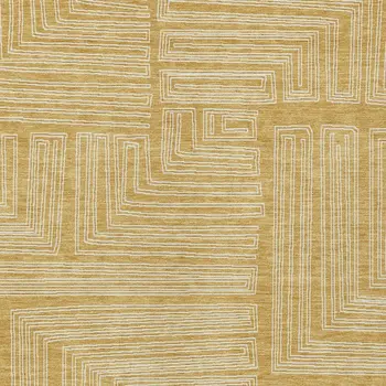 3' X 5' Gold And Ivory Geometric Washable Indoor Outdoor Area Rug