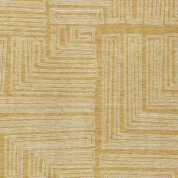 5' X 8' Gold And Ivory Geometric Washable Indoor Outdoor Area Rug