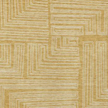 9' X 12' Gold And Ivory Geometric Washable Indoor Outdoor Area Rug
