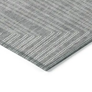 10' X 14' Gray And Ivory Geometric Washable Indoor Outdoor Area Rug