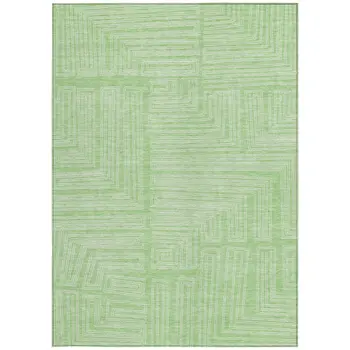 3' X 5' Mint Green And Ivory Geometric Washable Indoor Outdoor Area Rug