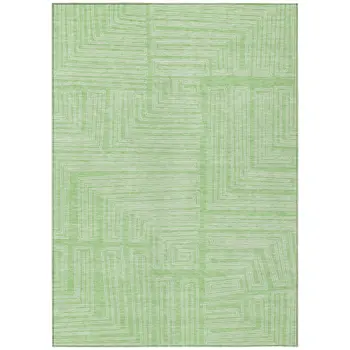 3' X 5' Mint Green And Ivory Geometric Washable Indoor Outdoor Area Rug