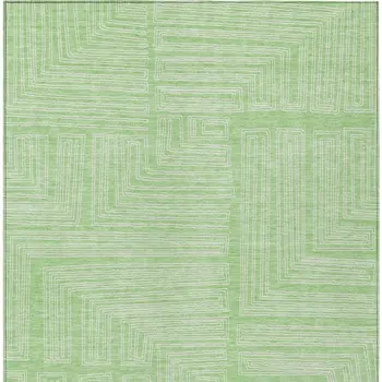 5' X 8' Mint Green And Ivory Geometric Washable Indoor Outdoor Area Rug