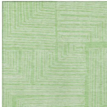 8' X 10' Mint Green And Ivory Geometric Washable Indoor Outdoor Area Rug