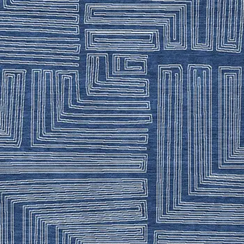 10' X 14' Navy Blue And Ivory Geometric Washable Indoor Outdoor Area Rug