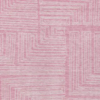 3' X 5' Pink And Ivory Geometric Washable Indoor Outdoor Area Rug