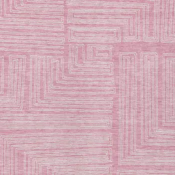 9' X 12' Pink And Ivory Geometric Washable Indoor Outdoor Area Rug