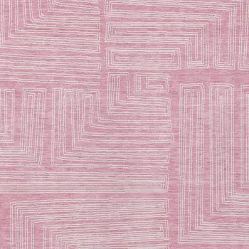 10' X 14' Pink And Ivory Geometric Washable Indoor Outdoor Area Rug