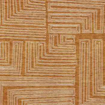 3' X 5' Copper And Ivory Geometric Washable Indoor Outdoor Area Rug