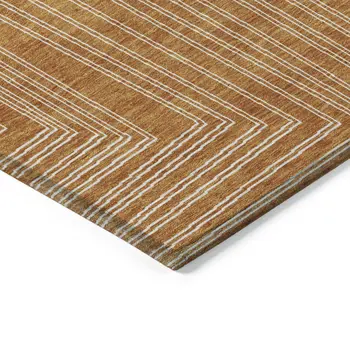 5' X 8' Copper And Ivory Geometric Washable Indoor Outdoor Area Rug