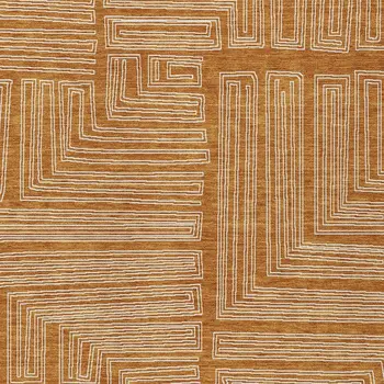 5' X 8' Copper And Ivory Geometric Washable Indoor Outdoor Area Rug