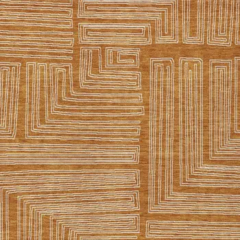 10' X 14' Copper And Ivory Geometric Washable Indoor Outdoor Area Rug