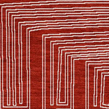5' X 8' Red And Ivory Geometric Washable Indoor Outdoor Area Rug