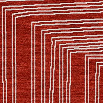 10' X 14' Red And Ivory Geometric Washable Indoor Outdoor Area Rug