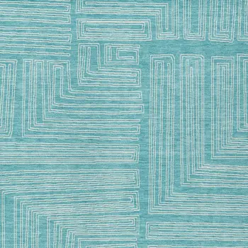 3' X 5' Turquoise And Ivory Geometric Washable Indoor Outdoor Area Rug