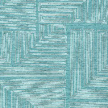 9' X 12' Turquoise And Ivory Geometric Washable Indoor Outdoor Area Rug
