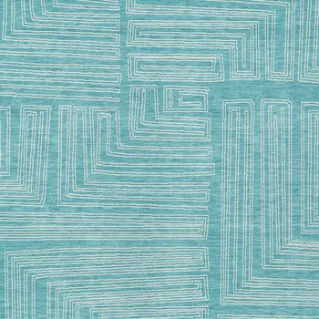 10' X 14' Turquoise And Ivory Geometric Washable Indoor Outdoor Area Rug