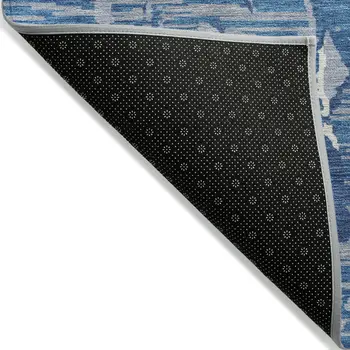 9' X 12' Blue Gray And Ivory Striped Washable Indoor Outdoor Area Rug