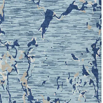 10' X 14' Denim Blue Dark Blue And Ivory Striped Washable Indoor Outdoor Area Rug